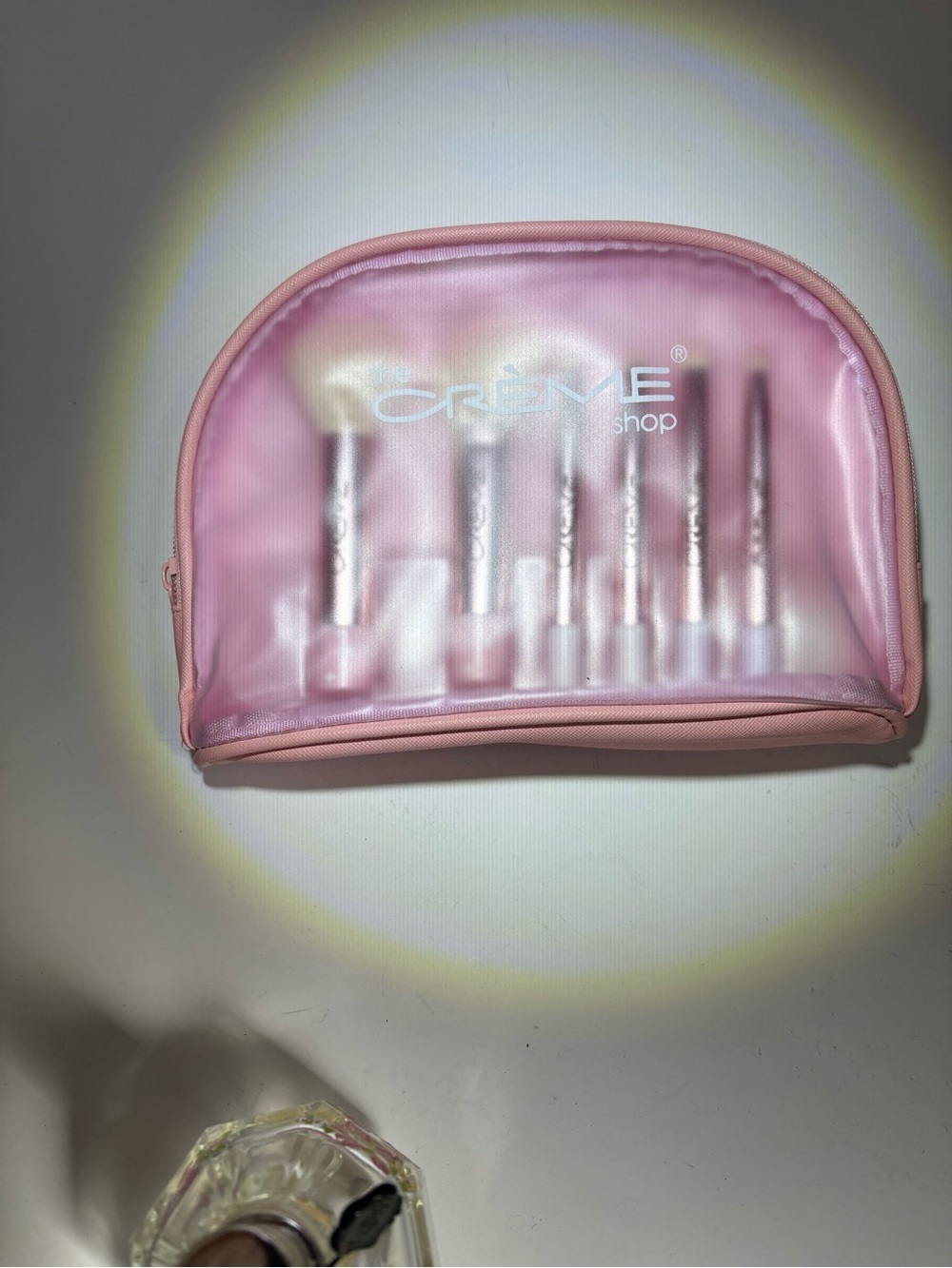Crème Shop Pink Travel Makeup Brush Set with Pouch